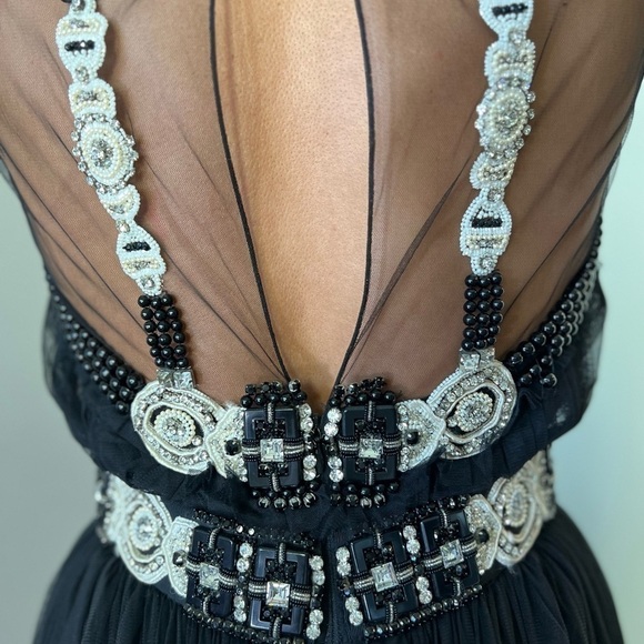 Naeem Khan gown embellished with allover embroidery Round neckline; open back - Picture 7 of 7